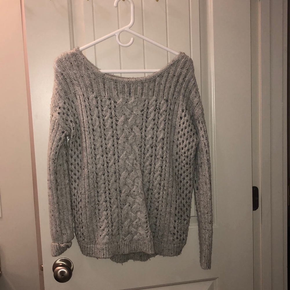 American Eagle chunky gray knit sweater